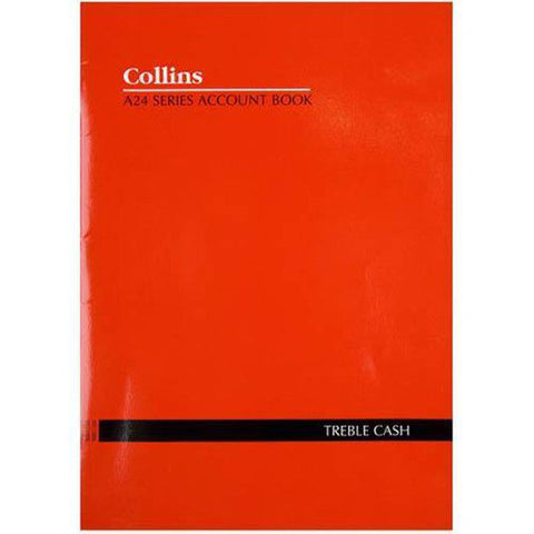 Collins Debden Collins A24 Series Account Book 3 Money Column Treble Cash 24 Leaf A4 Red