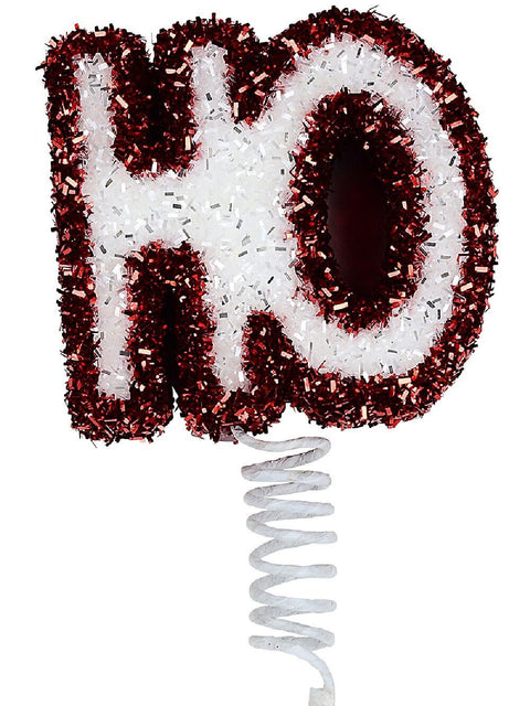 Christmas Warehouse - STEM2412 Red & White HO Spring Wobble Tinsel Plaque Long Christmas Stem | 41cm White with Red