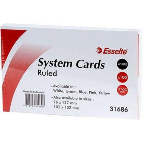 Esselte Ruled System Cards 127x203mm White Pack 100