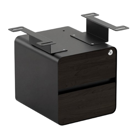 Desky Minimal Under Desk Cabinet - Burnished Wood Melamine / Black