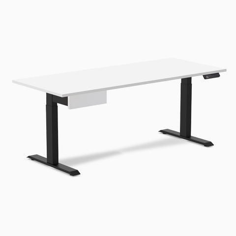 Desky Single Standing Desk With Drawer - White / 1800x750mm / Matte Black