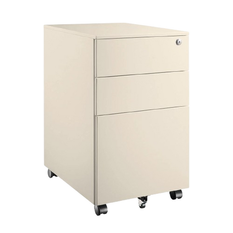Desky GO Slimline Steel Mobile Pedestal - Wheat