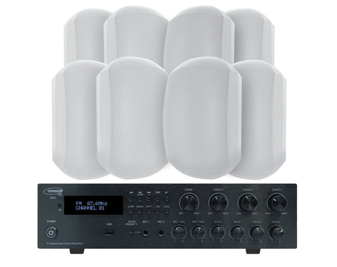 Weconic Outdoor Speaker Package with 320W Bluetooth Amplifier White 184C+4xWTP660WHT