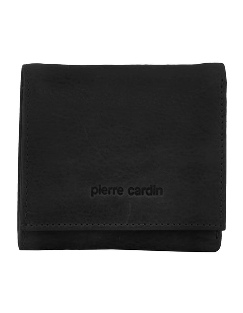 Pierre Cardin Men's Leather Tri-Fold Protected RFID Wallet 10cm Black