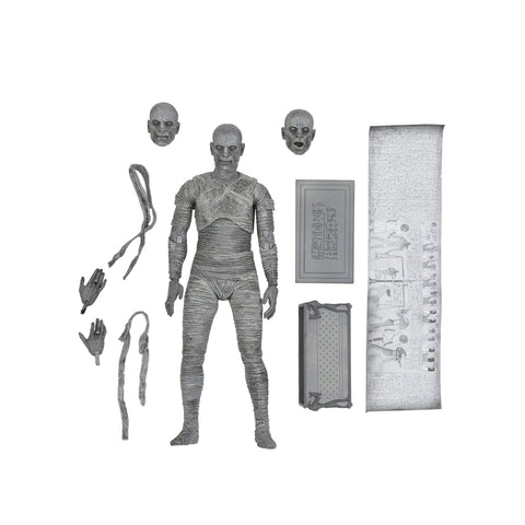 Neca Mummy Ultimate Universal Monsters 7'' Figure Playset Toy (Black and White)