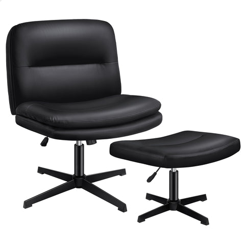 ALFORDSON Office Chair Computer Executive Seat Work Ottoman PU Leather (Black)
