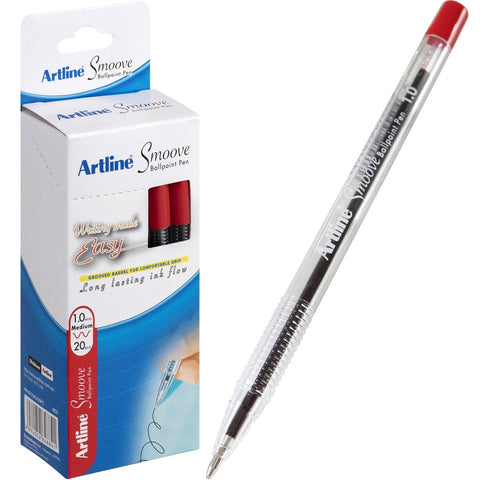 Artline Smoove Ballpoint Pen 1mm Box of 20 (Red)