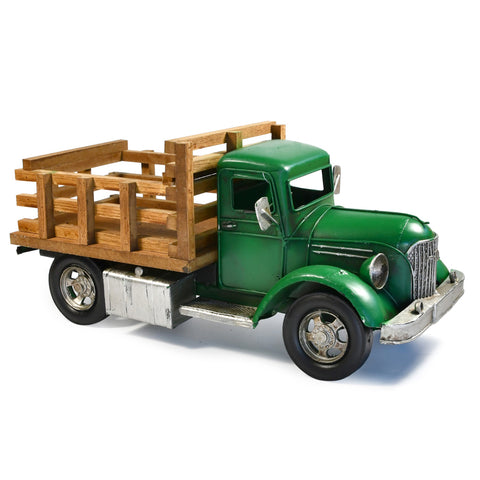 Boyle Auto Petit Farm Truck Metal Ornament Figurine 37x17cm (Green)