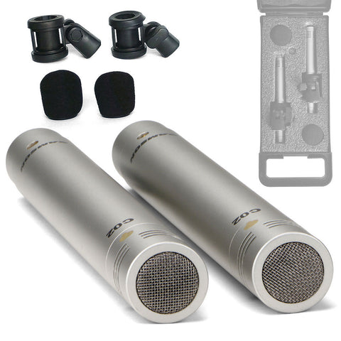 Samson C02 Condenser Pencil Microphones with clip & base (2-Pack)