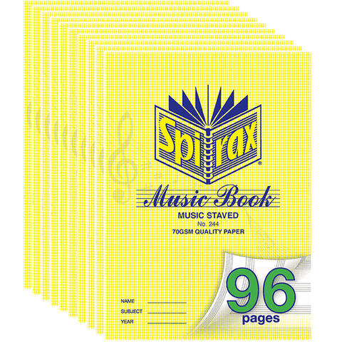 Spirax 244 Music Book Staved Lines 96 Page Bulk (A4) [10 Pack]