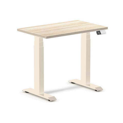 Desky Dual Mini Sit Stand Desk 800x500 Classic Oak Desktop and Wheat Frame