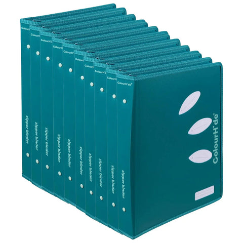 ColourHide Zip Binder A4 2 D-Ring 25mm Bulk Pack of 10 (Teal Green)
