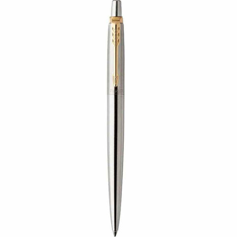 Parker Jotter Ballpoint Pen Trim Medium Nib Blue (Stainless Steel Gold)