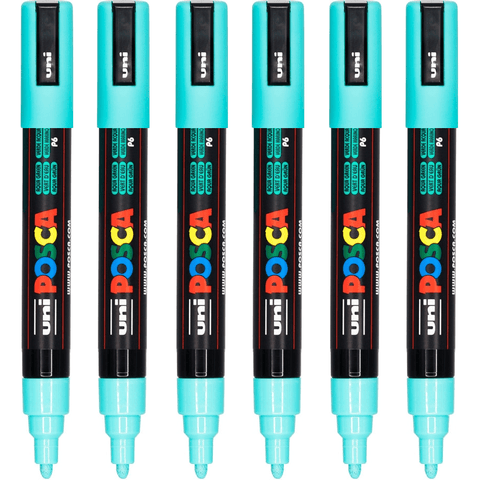 Uni Pc-5M Posca Poster Marker Medium Bullet Tip 2.5mm (Aqua Green) [6 Pack]