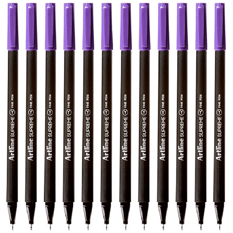 Artline Box 12 Supreme Fineliner Pen 0.4mm (Purple)