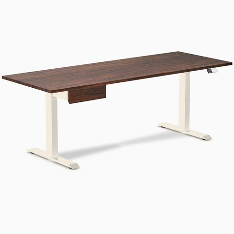 Desky Dual Softwood Standing Desk With Drawer 200cm American Rustic Pine Desktop and Wheat Frame