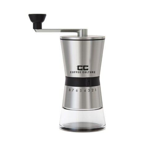 Coffee Culture Premium Stainless Steel Hand Burr Manual Coffee Grinder (Silver)