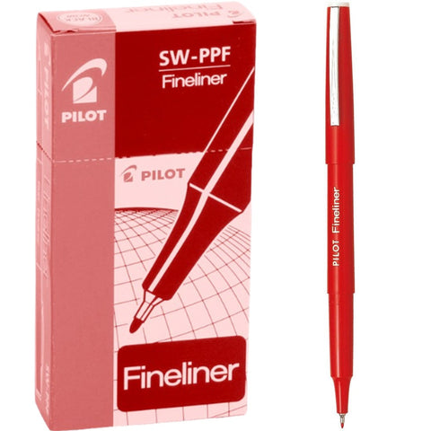 Pilot Original Fineliner Pen Marker 0.4mm Red Box 12