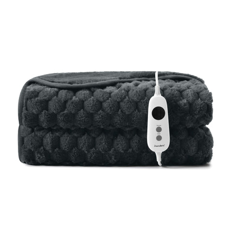 Dreamaker Emmett Textured Faux Fur Heated Throw [180x200cm] (Charcoal)