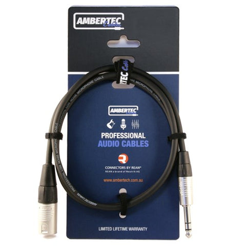 Ambertec Cables Microphone cable 5m REAN XLRM to 6.35mm TRS