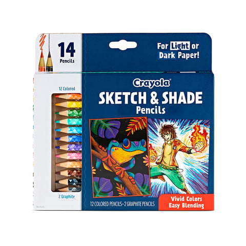 14pc Crayola Kids/Childrens Creative Sketch & Shade Pencils 96m+