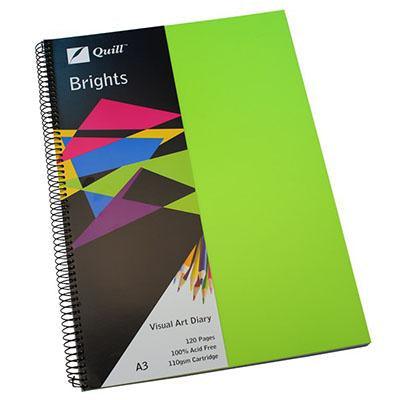 Quill Visual Art Diary 110Gsm 120 Page A3 Pp (Lime Green)