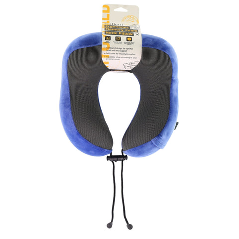 Milleni Travel Ergonomic Memory Foam Adjustable Soft Cover Neck Pillow Blue