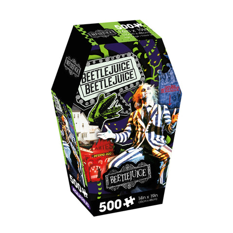 Aquarius 500pc Beetlejuice Jigsaw Puzzle Toy w/ Coffin Box 35x48cm Kids 14y+