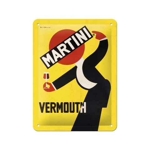 Nostalgic-Art 15x20cm Wall Metal Sign Plaque Martini Vermouth Waiter Yellow