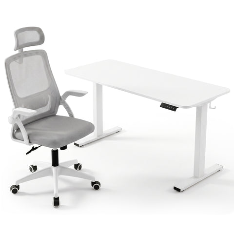 Artiss Standing Desk Office Chair Sit Stand Ergonomic Combo 140cm White
