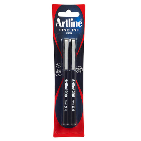 Artline Fineline 0.4mm Pen Black (2-Piece)