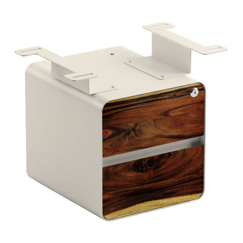 Desky Minimal Under Desk Cabinet - Saman Hardwood / Wheat