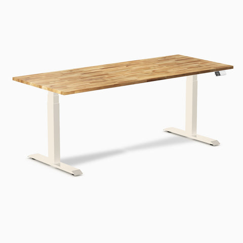 Desky Dual Hardwood Sit Stand Desk 180cm Acacia Desktop and Wheat Frame