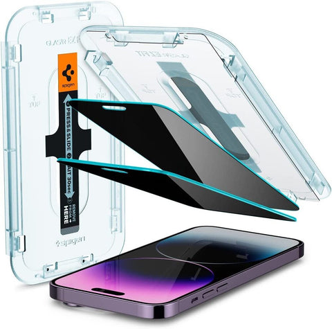 Spigen Apple iPhone 14 Pro Max EZ Fit GLAS.tR Privacy 2PCS Glass Screen Protector - Black