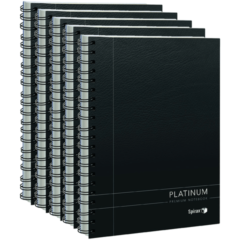 Spirax 400 Platinum Notebook Spiral Bound 200 Page A4 (Black) [5 Pack]