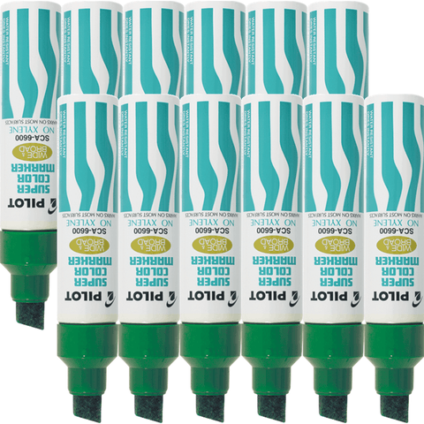 Pilot SCA6600 Box 12 Jumbo Marker Chisel Broad Thick Tip Nib 10mm (Green)