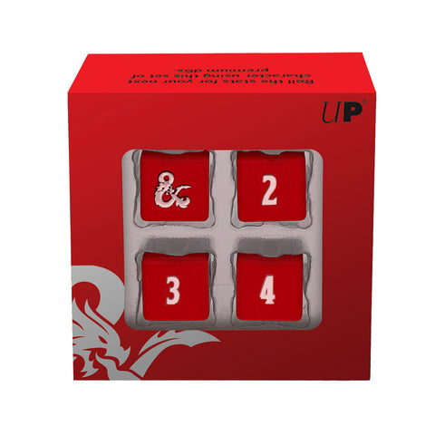 Ultra Pro: UP18397 D&D Heavy Metal D6 Red and White Deluxe Dice Set 4 Dungeons & Dragons