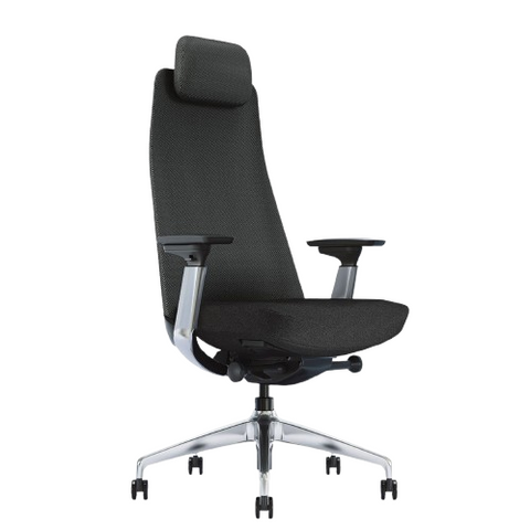 Desky Pinnacle Executive Office Chair (Black/Polished Aluminium)