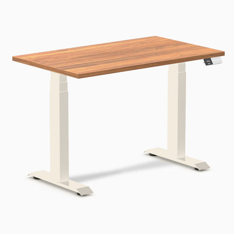 Desky Dual Mini Sit Stand Desk 1000x600 Prime Oak Desktop and Wheat Frame
