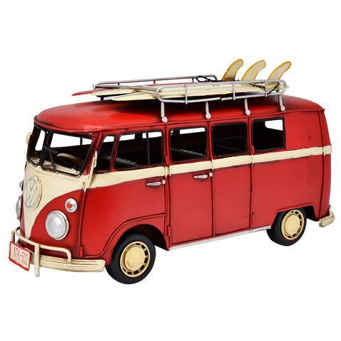 Boyle Metal Ornament Home Decor Collectible Kombi Van 32x12.5x17cm (Red)
