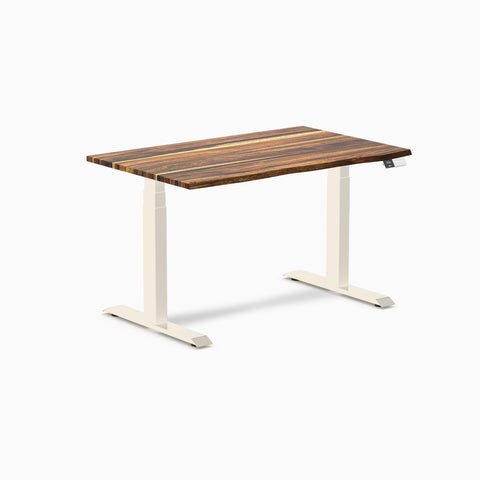 Desky Dual Hardwood Sit Stand Desk 120cm Pheasantwood Desktop and Wheat Frame