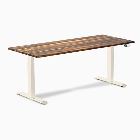 Desky Dual Hardwood Sit Stand Desk 180cm Pheasantwood Desktop and Wheat Frame