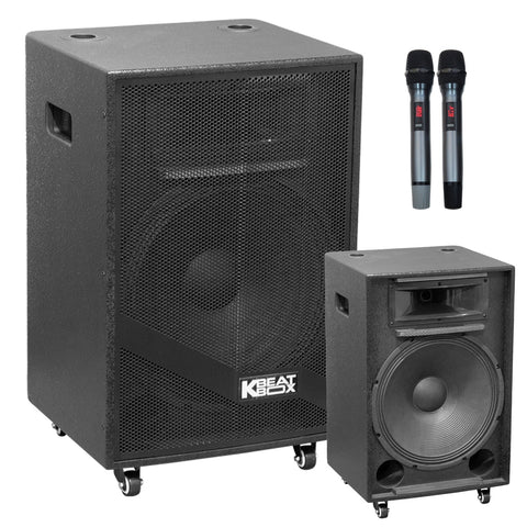 Soncamedia Kbeatbox KB-39NEO – 15" Big Box Karaoke Speaker System | 80W RMS | Wireless Mics