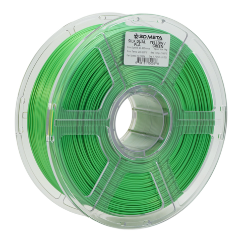 3D META Dual Silk PLA 3D Printing Filament - Yellow / Green