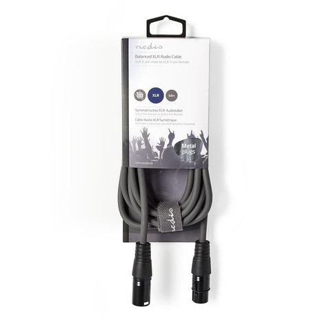 Nedis Balanced Audio Cable XLR 3-Pin Male to XLR 3-Pin Female 3.00m Grey