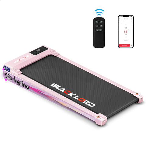 BLACK LORD Treadmill Electric Walking Pad Under Desk Home Gym Incline (Pink)