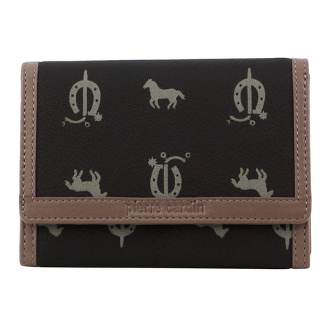 Pierre Cardin Leather Art Bi-Fold Flap Mobile Phone Wallet 13 cm Black