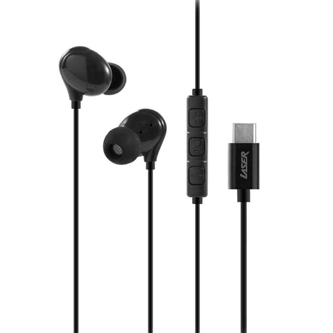 Laser Wired In-Ear Earphones with In-Line Controls (Black)