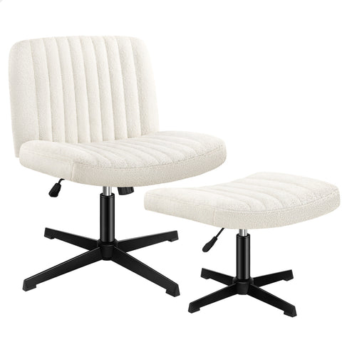 ALFORDSON Office Chair Computer Executive Seat Work Ottoman Boucle (White)
