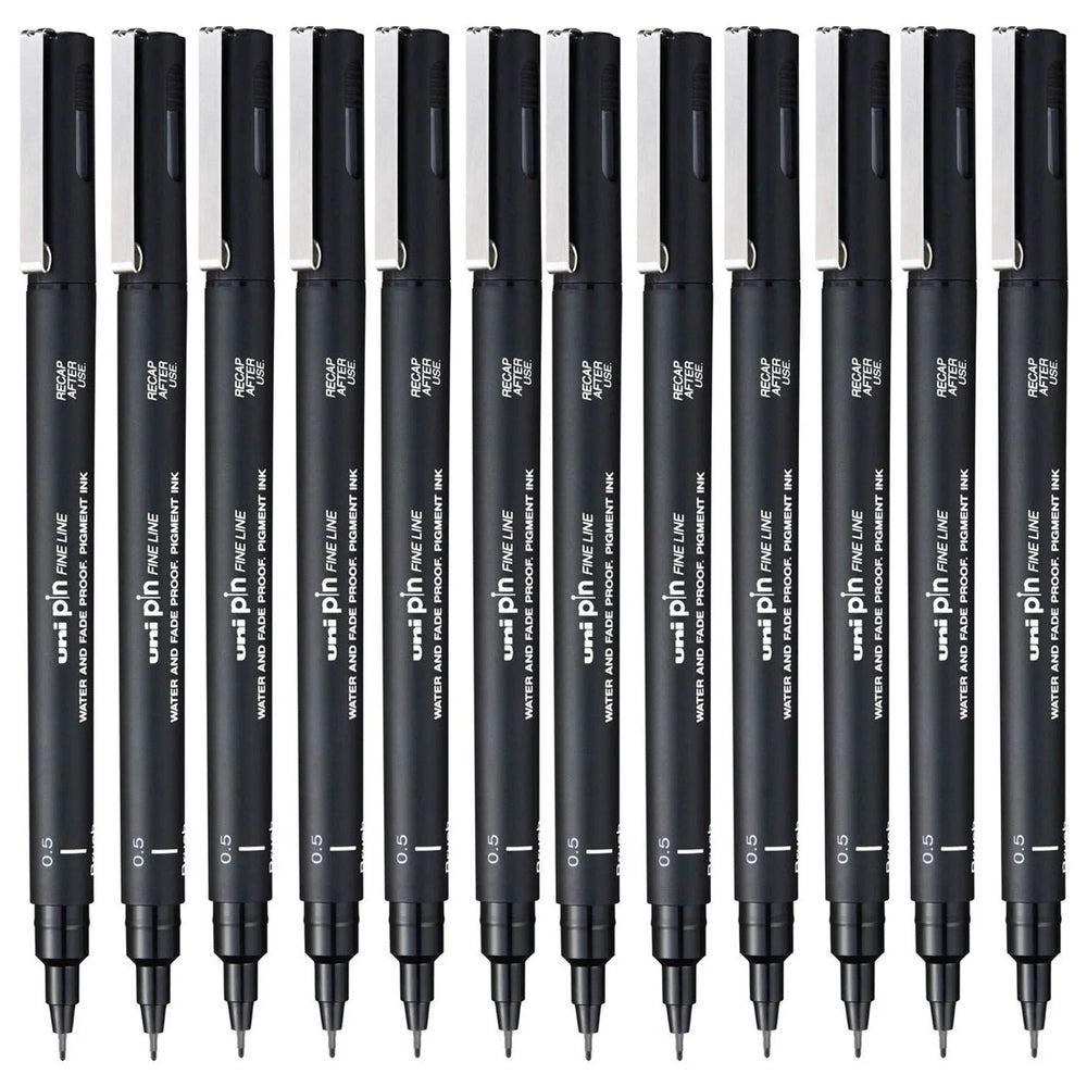 Uni-Ball 200 Pin Fineliner Pen Thin Black [Box 12] JB Hi-Fi